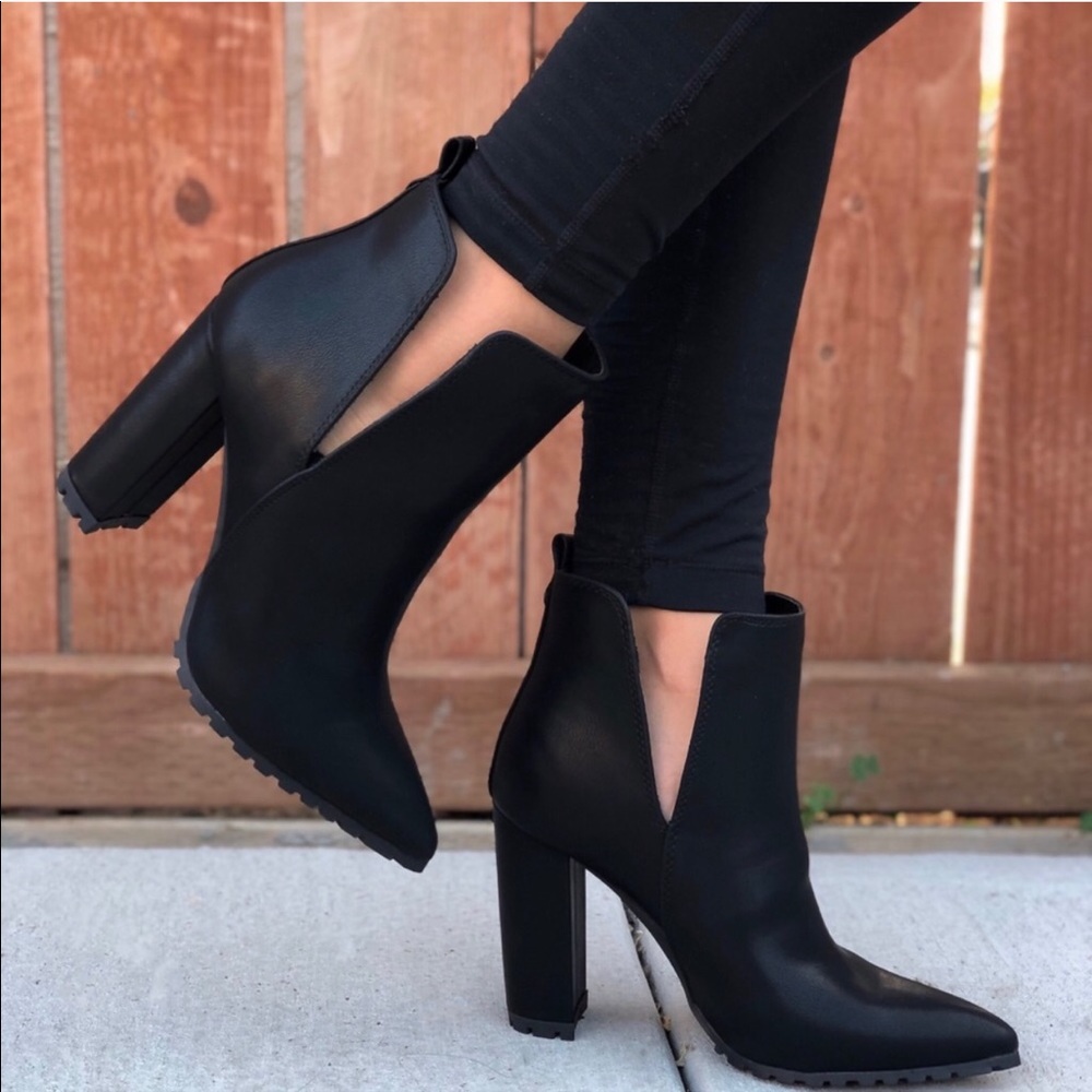 Black /HARLEY/ Black Block Heel Booties